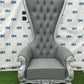 Gray princess-style pedicure chair with silver