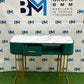 Green Velvet Single Manicure Table with Gold Base and Marble Top