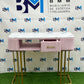 Pink Velvet Single Manicure Table with Gold Base and Marble Top
