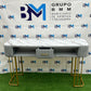 Gray Velvet Double Manicure Table with Gold Base and Marble Top 
