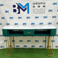 Green Velvet Double Manicure Table with Gold Base and Marble Top