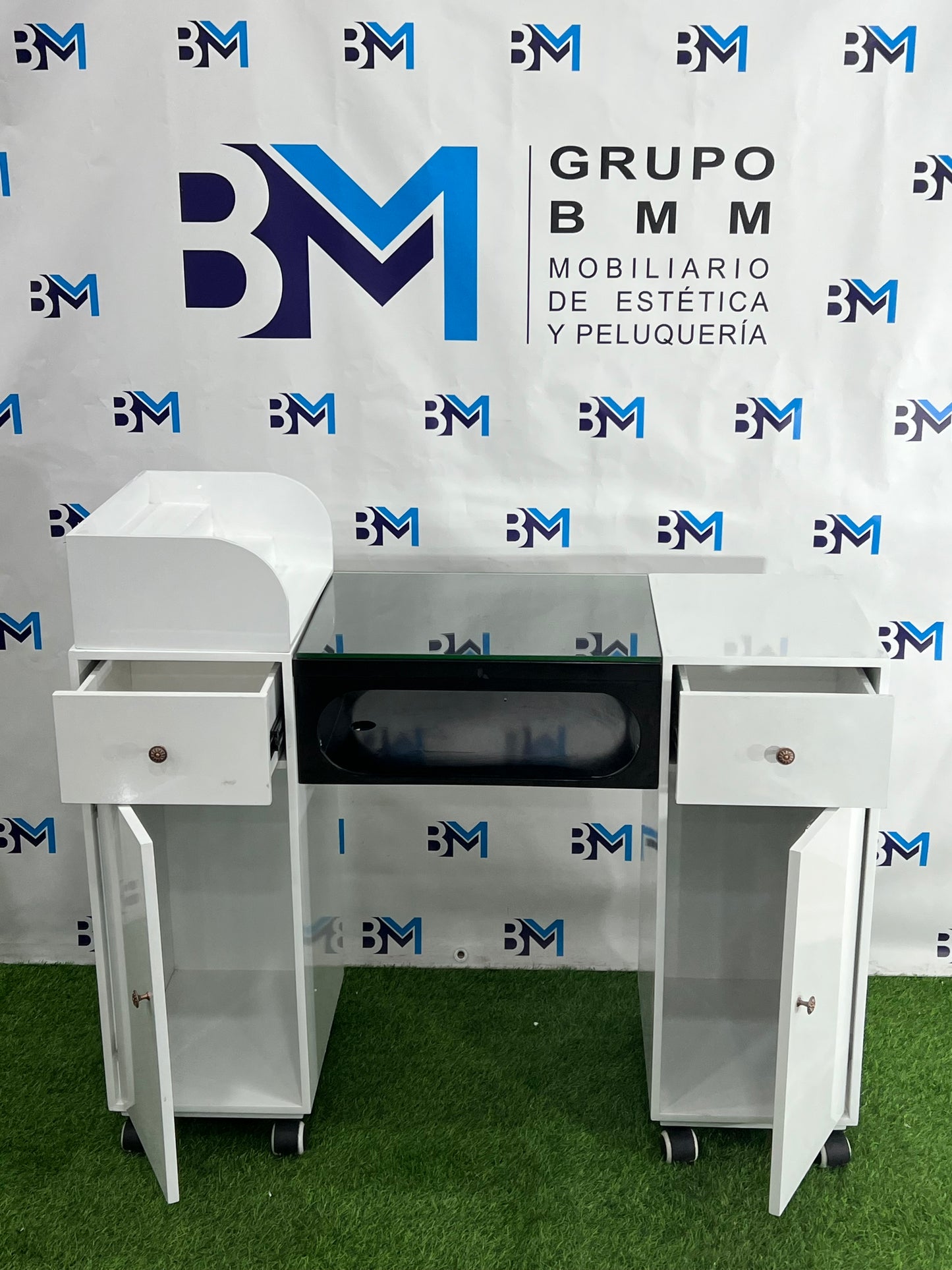 Modern manicure table in black and white color